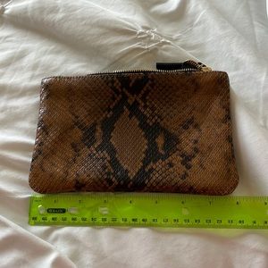 Clare V walnut snake print small clutch wallet in brown/black print